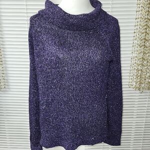Josephine Chaus Sparkling Purple Turtleneck Sweater